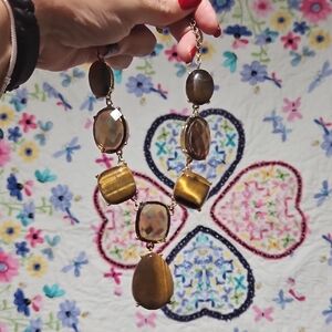 Gold and Brown Chunky Beaded Necklace With Tiger's Eye, Excellent Condition